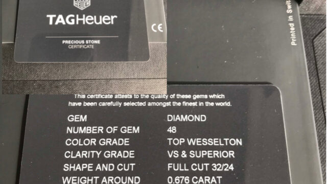 TAG Heuer Link Diamond Warranty Card